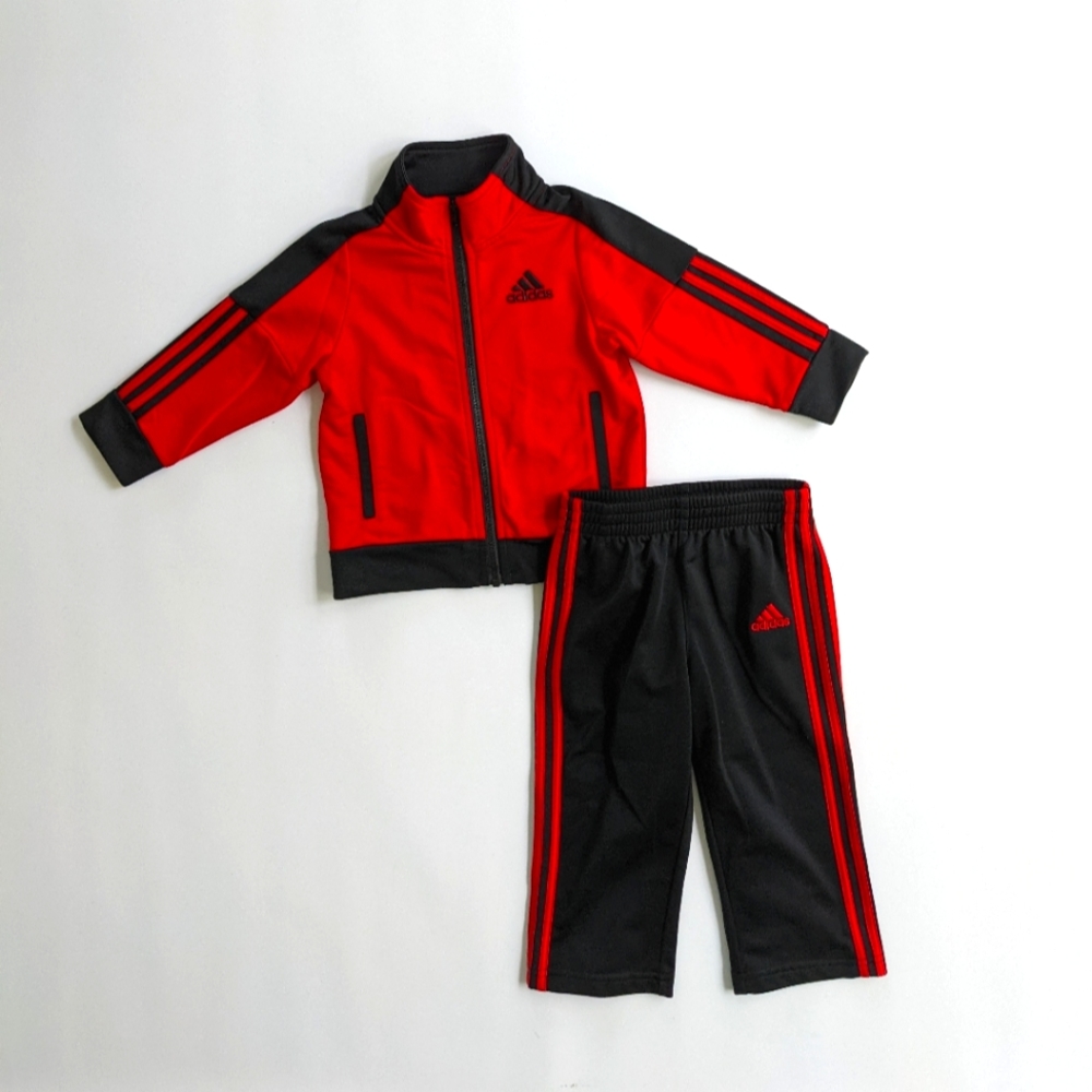 Adidas Red and Black Track Suit